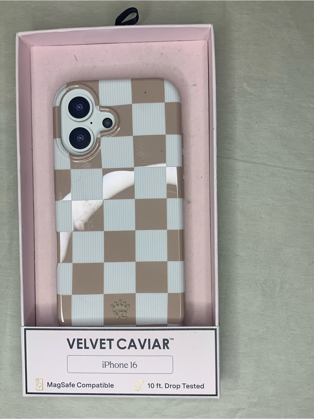 Velvet Caviar Beige & White Checkered iPhone 16 Case